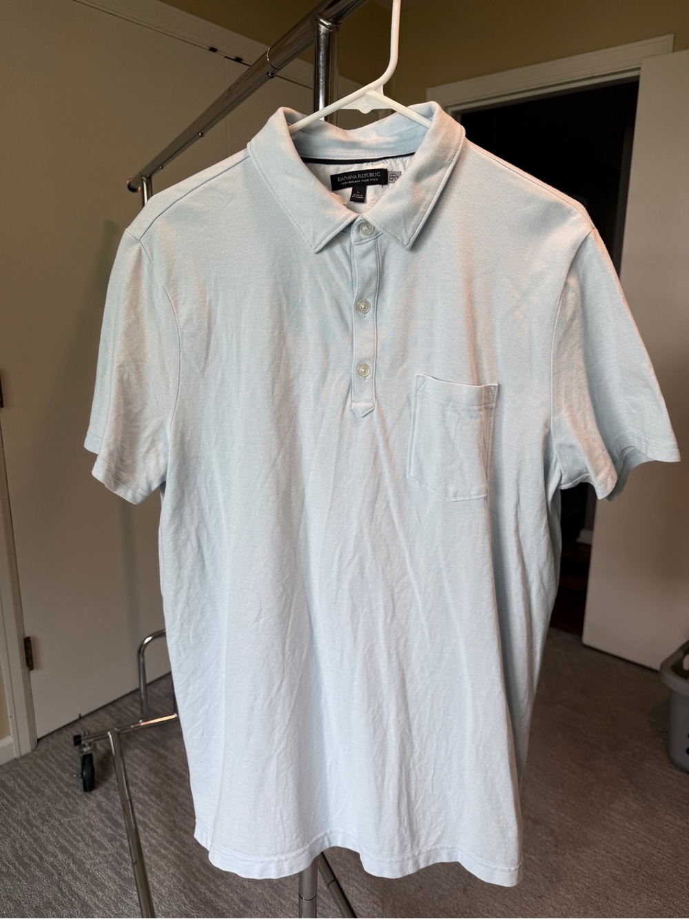 Banana Republic Men’s Light Blue Short-Sleeve Button Polo